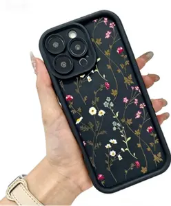 1 Black High Bamboo Phone Case With Colorful Flower Pattern, Precise Hole Position, Soft Case Suitable For Phone16, 15, 14, 13, 12, 11 Pro Max X XS XR XSMax And Galaxy22, 23, 24, 25, With Precise Hole Protective Cover, Perfect Holiday Gift.