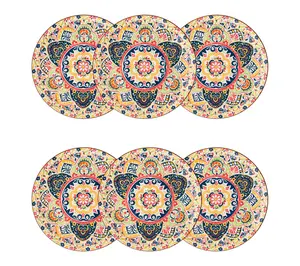 10 Strawberry Street Set of 6 Fiesta Bloom Dinner Plates