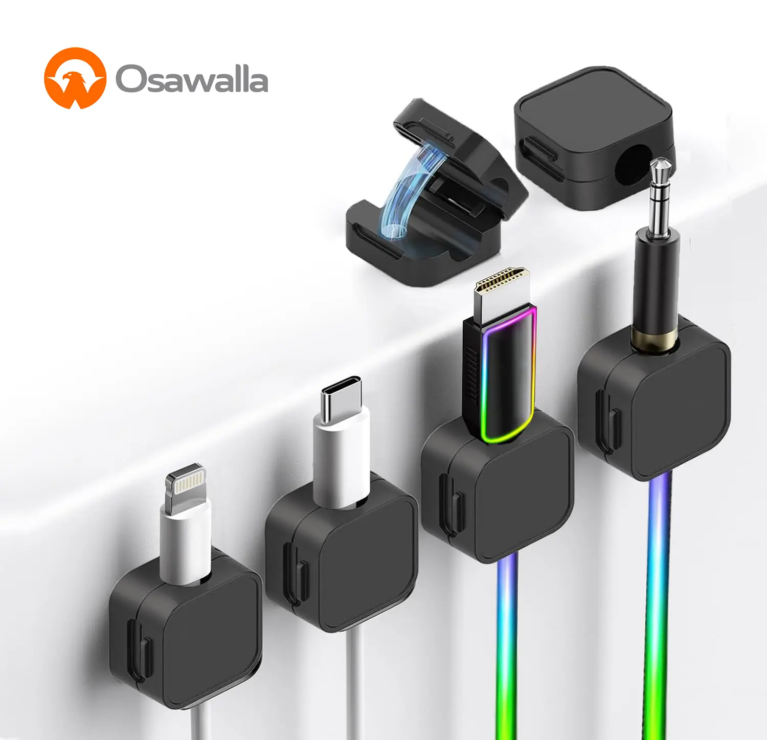 6 Pack Magnetic Cable Clips, Adjustable Cord Holders with Strong Adhesive, Under Desk Cable Management for Home, Office, Desk, Car, Wall, Nightstand