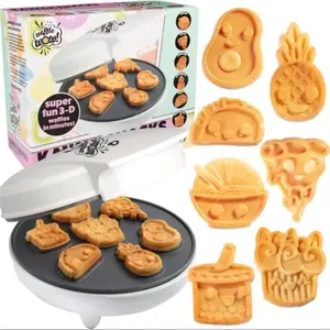Waffle Wow! Fun Food Friends Mini Waffle Maker - 7 Different Kawaii Style Design Pan Cakes Featuring an Avocado Pizza Ramen Taco & More- Cool Electric Waffler Iron Morning Breakfast