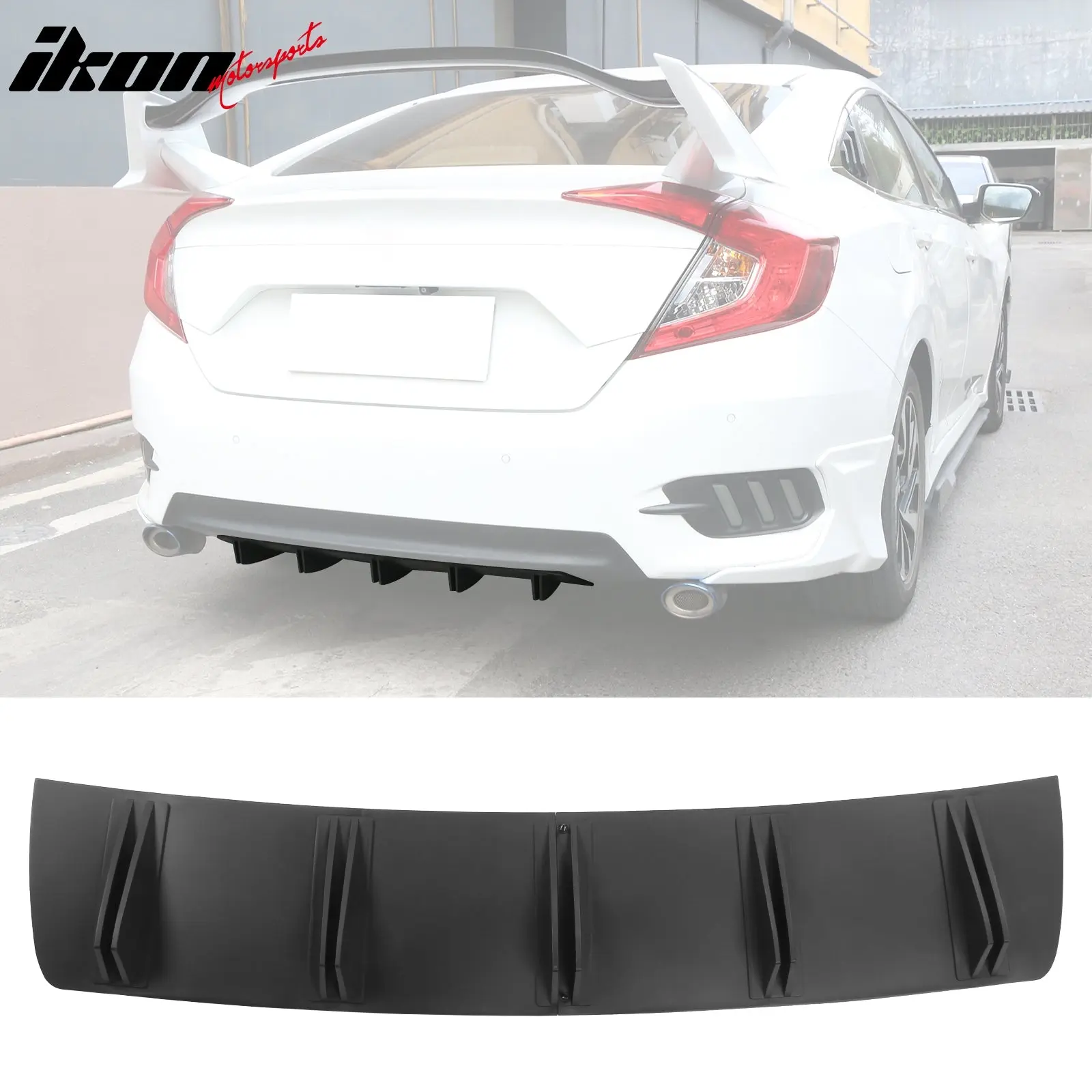 Rear Bumper Diffuser Shark Fin for Universal 2PCS Design 33 PP Rear Bumper Diffuser Shark Fin for Universal 2PCS Design 33 PP