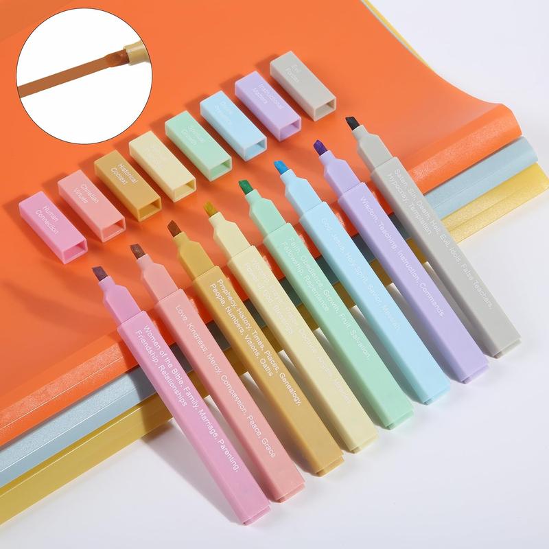Mr. Pen - Bible Highlighters with Color-Coding System 8 Pack Soft Pastel Aesthetic Highlighters Assorted Colors for Studying Note-Taking and Journaling