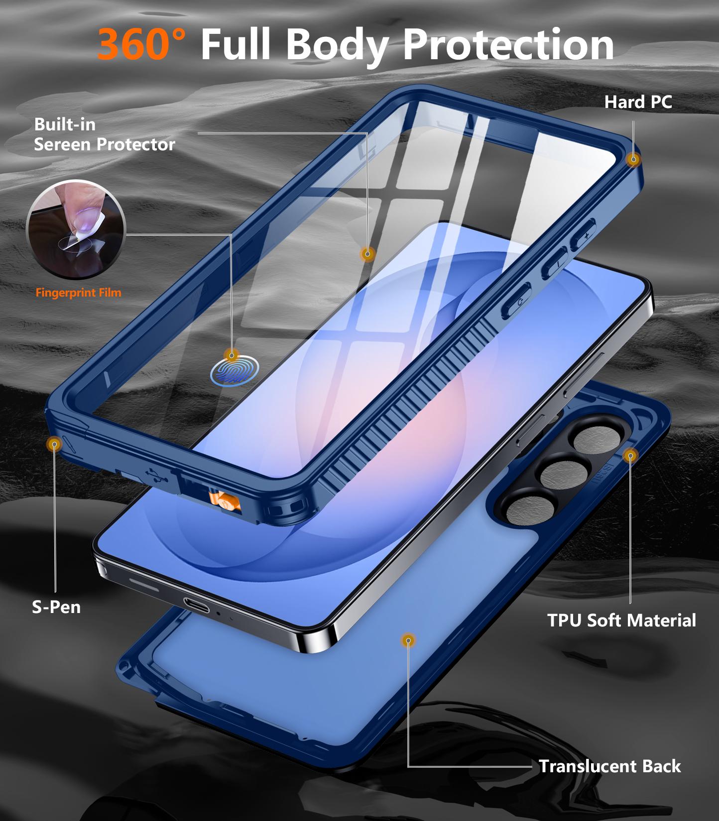Temdan Designed for Samsung Galaxy S26Ultra Case Waterproof, Built-in Lens & Screen ProtectorMilitary Shockproof Dropproof IP68 Underwater Full BodyPhone Case-Blue/Black/Purple(2026)