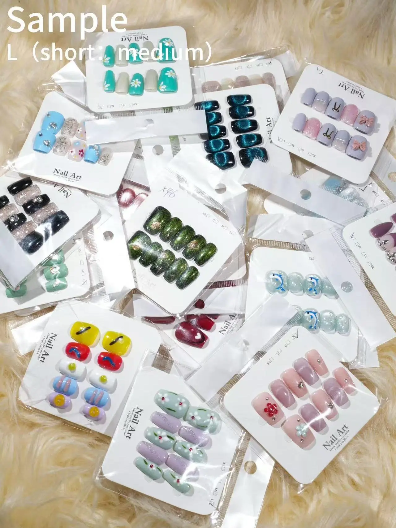 20sets handmade press-on nails selectable size and length random style--Sera