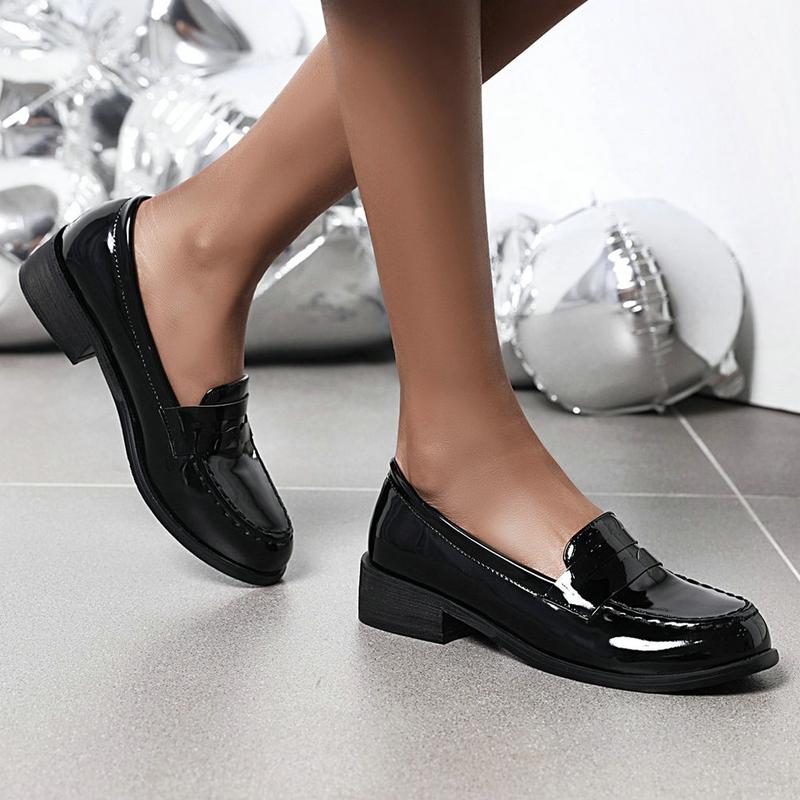 Women's Chunky Heel Platform Mary JanesCoquette Aesthetic Round Toe Pumps in PatentLeather for Casual Wear Solid color Simply wear Oxford shoes  Loafers Footwear Girl