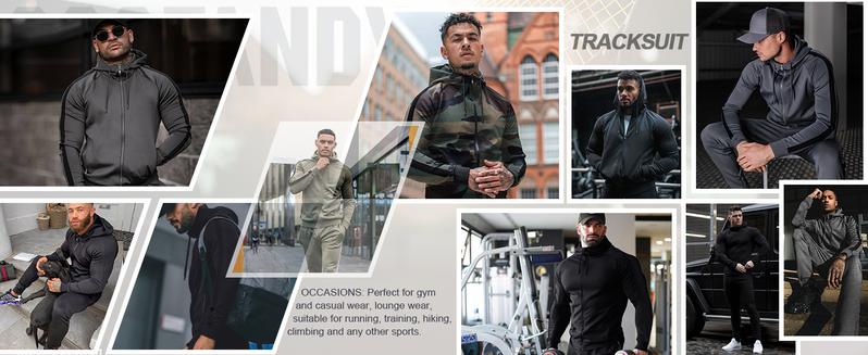 COOFANDY Men's Tracksuit 2 Piece set men with Zipper Pockets Full Zip Hoodie Sweatsuit 2 Pack Running Jogging Sports Casual Sweat Suits Gift Ideas