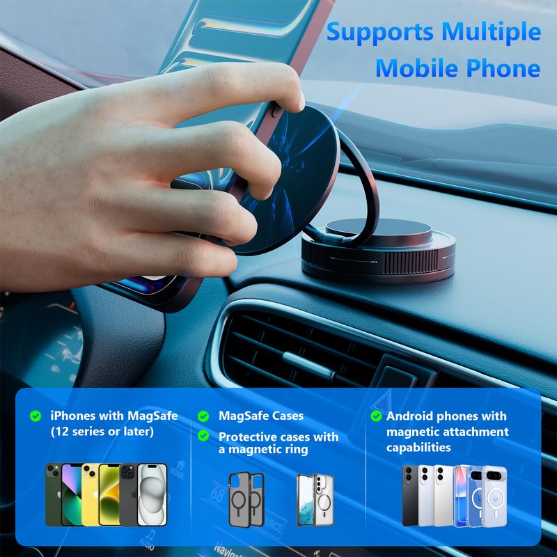360° Adjustable Vacuum Magnetic Car Phone Holder, Magsafe Car Mount, For Your Car/Gym/Mirror Mount for iPhone & Android, Car Accessories