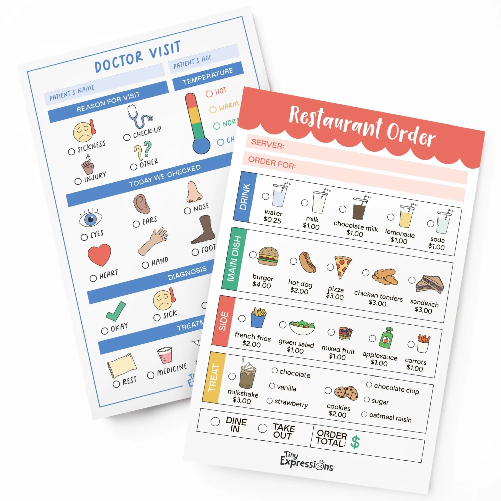 Tiny Expressions Kids' Vibrant Pretend Play Notepads - Writing Stationery, Stationery Office Supplies, Elementary School Essentials - Boosts Attention Span, School Supplies Haul, Preschool & Homeschool Learning Materials