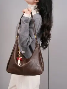 Women's Solid Color Shoulder Bag Back To School Fashionable Large Capacity Crossbody Bag for Daily Use Casual Trendy Versatile High-quality Daily Commuting Bag