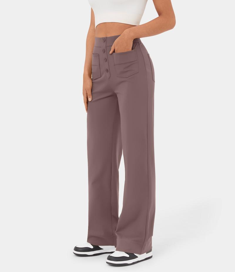 Halara High Waisted Button Multiple Pockets Straight Leg Casual Pants   #TikTokShopHolidayHaul