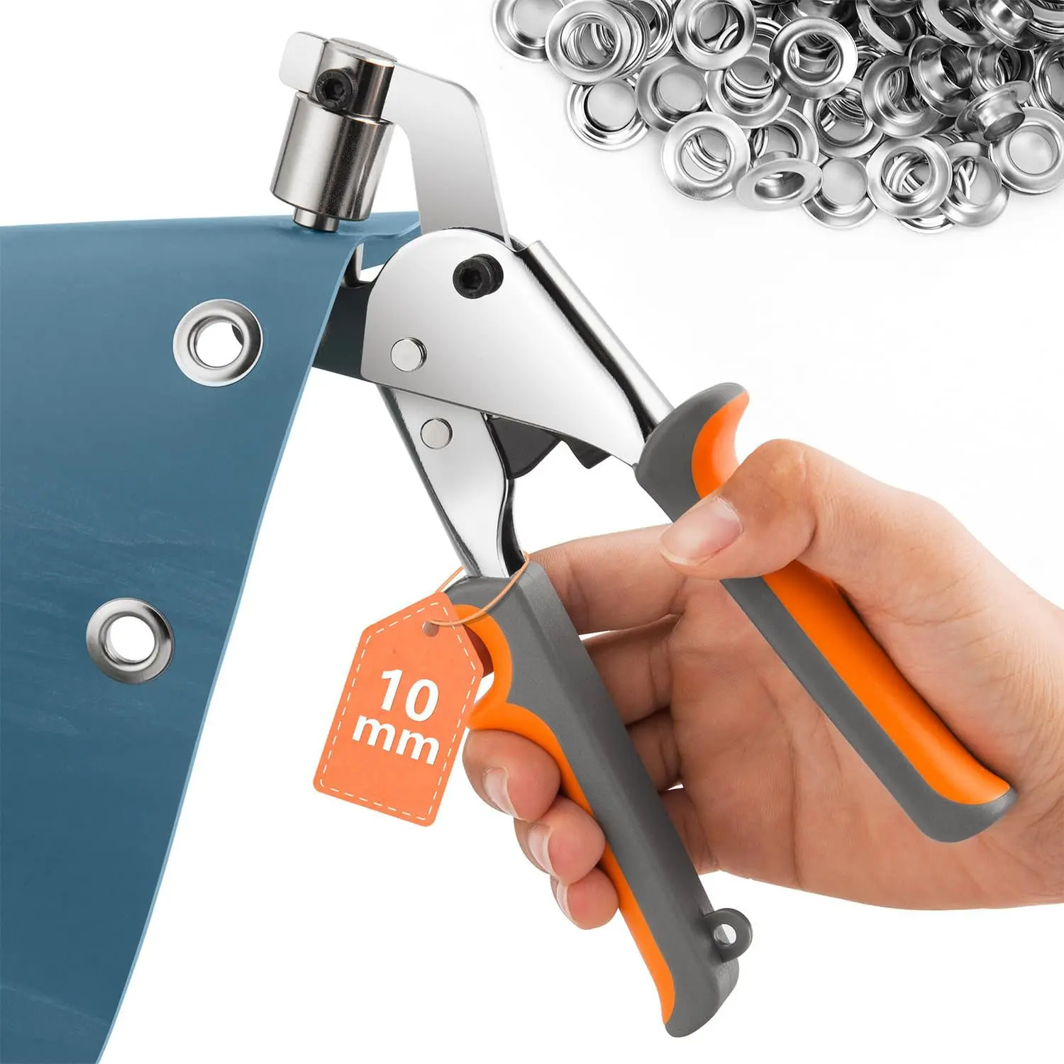 Handheld Puncher Kit with 500 Silver Color Grommets, Manual Grommet Press Tool, Ideal for Banners, Canopies, Fabrics, Hole Punch Set, Hand Tools, Metal Hole Punch
