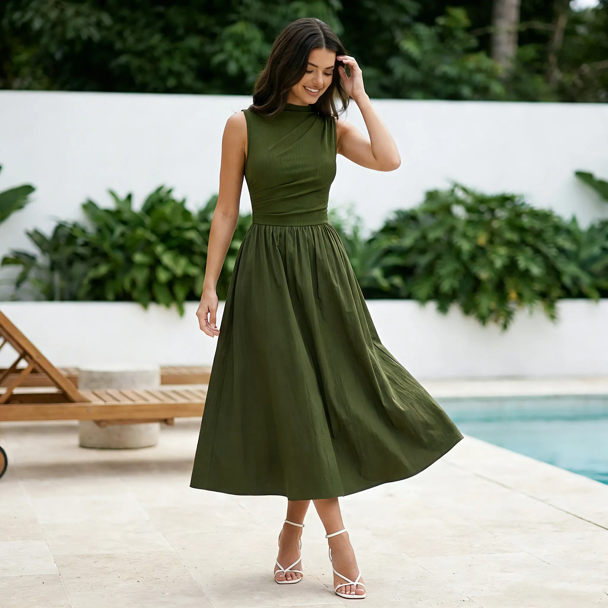 miusol green dress Plus Size Floral Lace Ruffle Trim Maxi Dress, Scoop Neck for Bridesmai Miusol