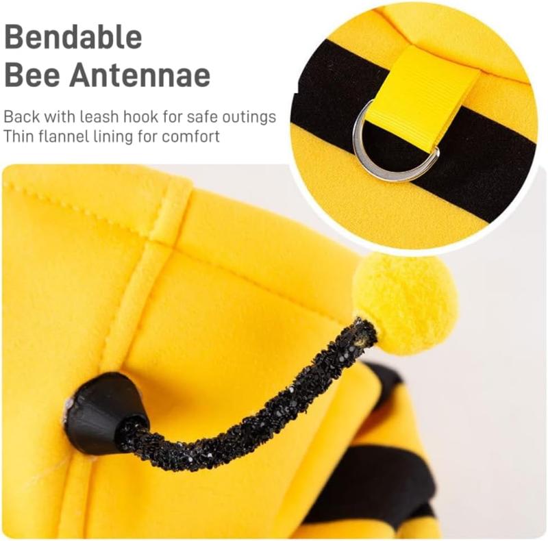 【Pet Supplies】Selena Cat Bee Antennae Hoodie Costume Dogs Cats Apparel Cute Stripe Outfit Medium Size Soft Fabric Keep Pets Warm Fun Dress Up Party Gift