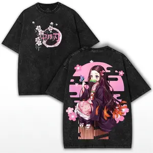 Retro Nezuko Vintage Tee – Oversized Demon Slayer Anime Shirt Cherry Blossom Streetwear for Fans Gift, Unisex, Hot selling items, Soft, Breathable, Lightweight - Crew Neck, Regular Fit - Machine Washable