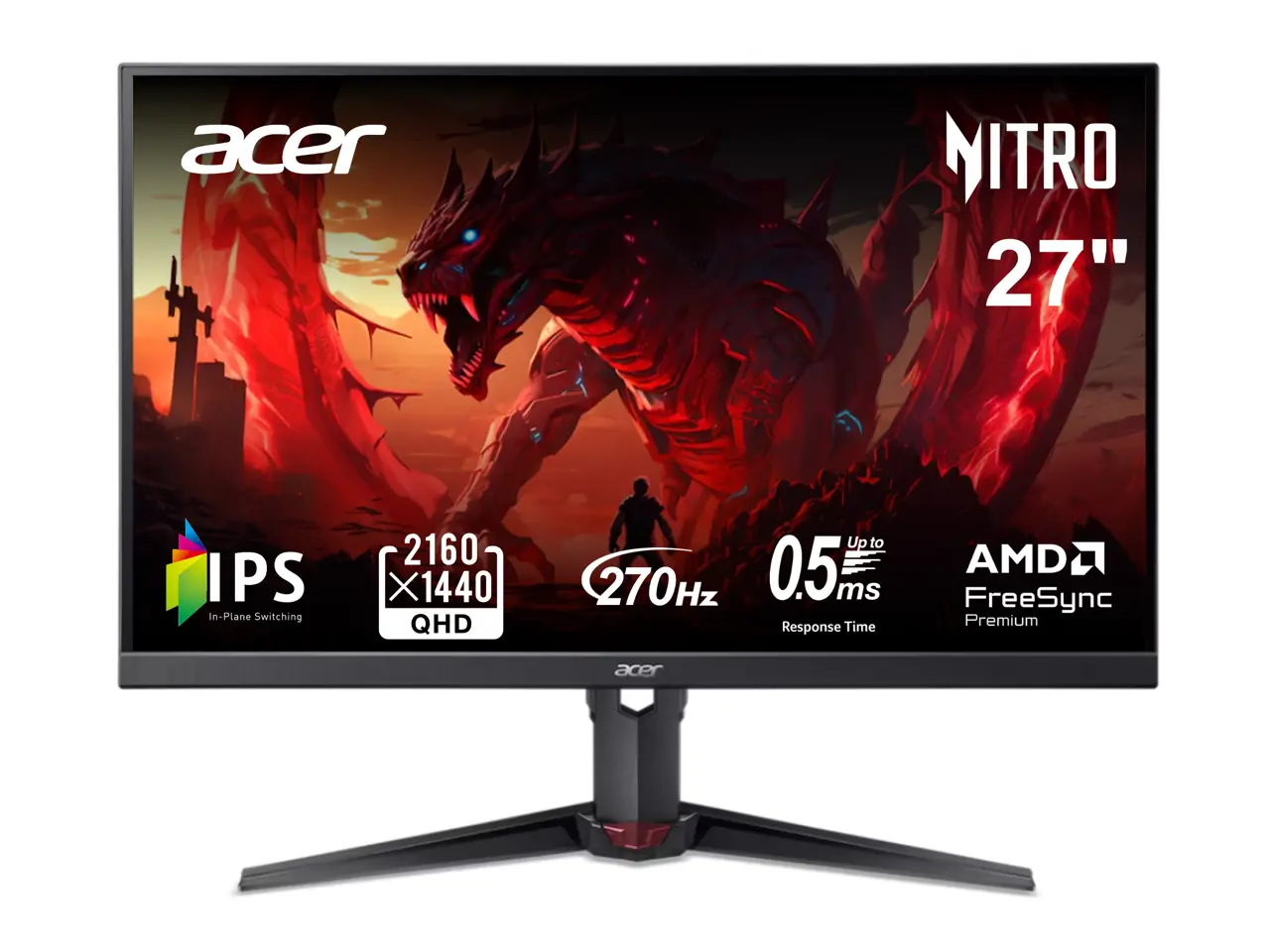Acer Nitro 27 inch WQHD 2K 1440P 270hz IPS with AMD FreeSync Premium 0.5ms, sRGB 99%, Gaming Computer Monitor XV270U Z1bmiiprx