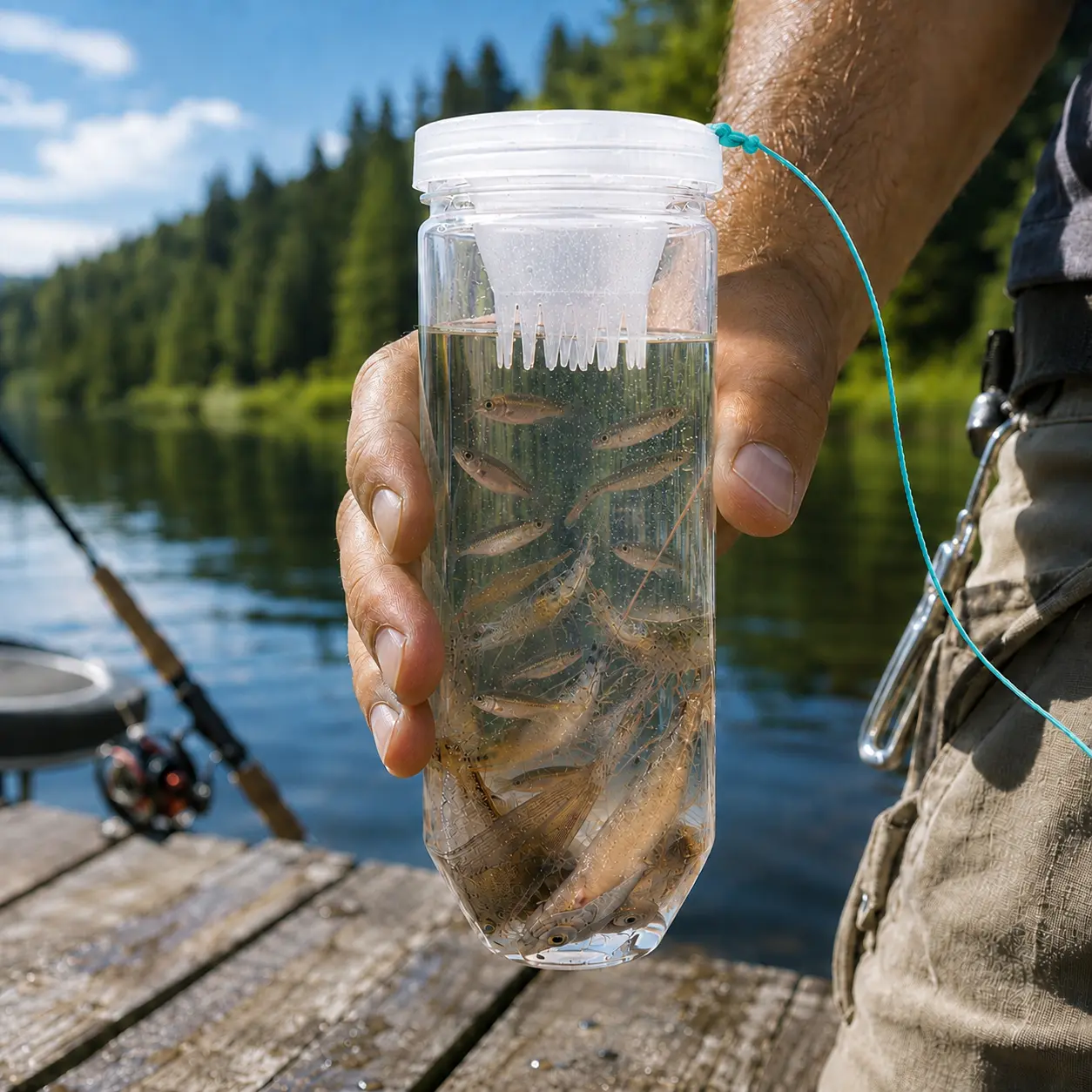 Portable Fishing Bait Trap, Minnow & Shrimp Catcher with Clear Viewing Design, Reusable Fishing Gear for Lakes, Ponds,Rivers & Outdoor Adventures