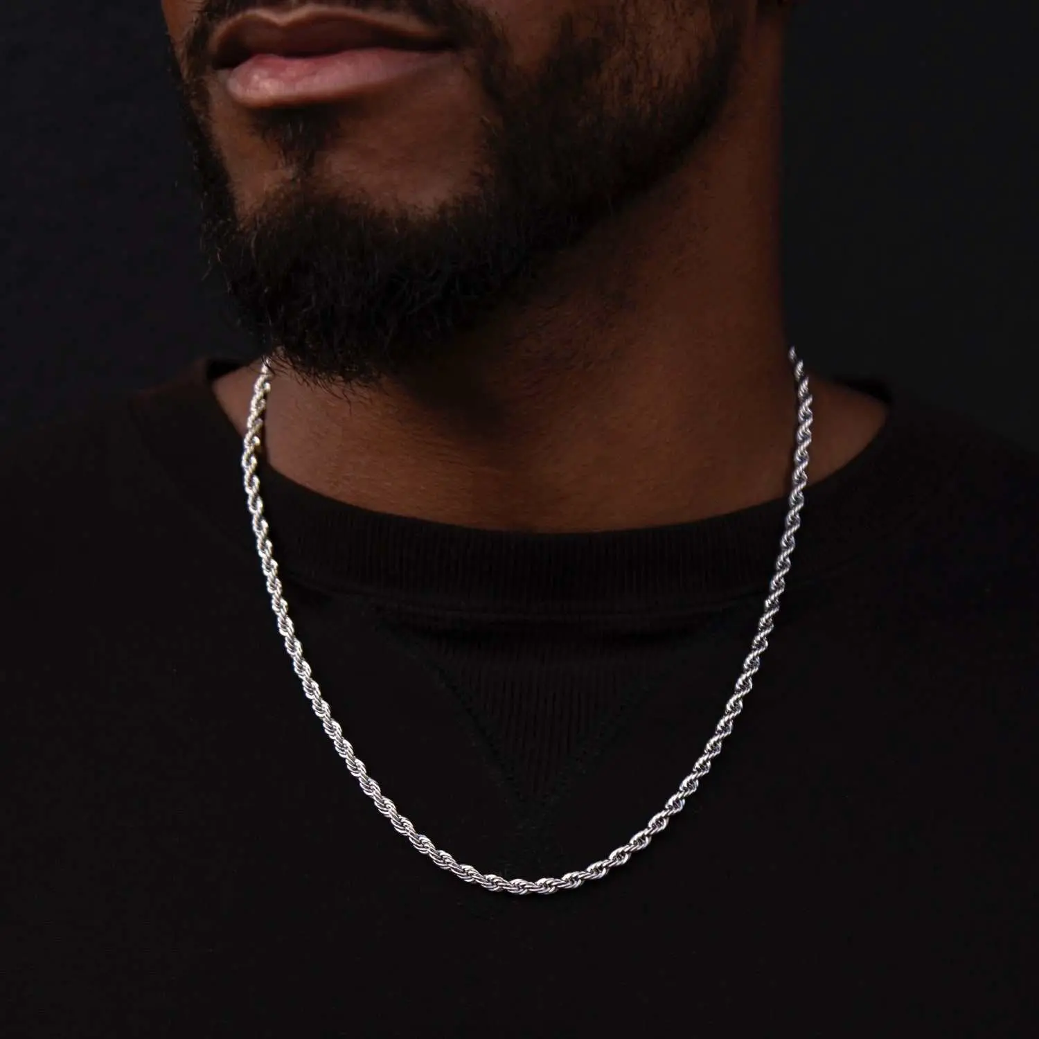 GLD Rope Chain 14k White Gold 4mm Drop Necklace Available in 16-30 Lengths Guaranteed for Life - Perfect Gift