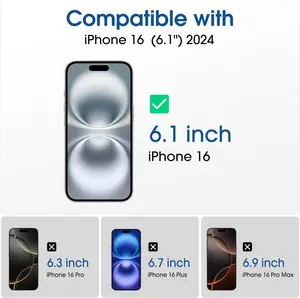 amFilm Auto-Alignment OneTouch for iPhone 16 [6.1''] Screen Protector + Camera Lens Protector, Tempered Glass, 30 seconds Installation, Bubble Free, Case Friendly, Anti-Scratch [2+2 Pack]