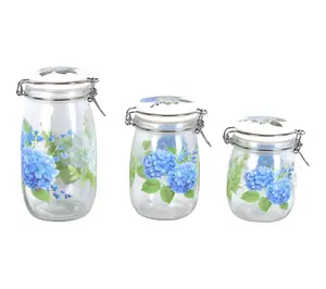 Temp-tations Seasonal Set of 3 Glass Canisters with Lids