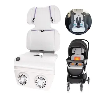 YunBaby Baby Stroller Cooling & Heating Pad, Dual-Sided USB-Powered Seat Cushion with 2 Fans & Heating, 3 Speed Settings, for Car Seat, Stroller, Crib, All-Season Baby Comfort