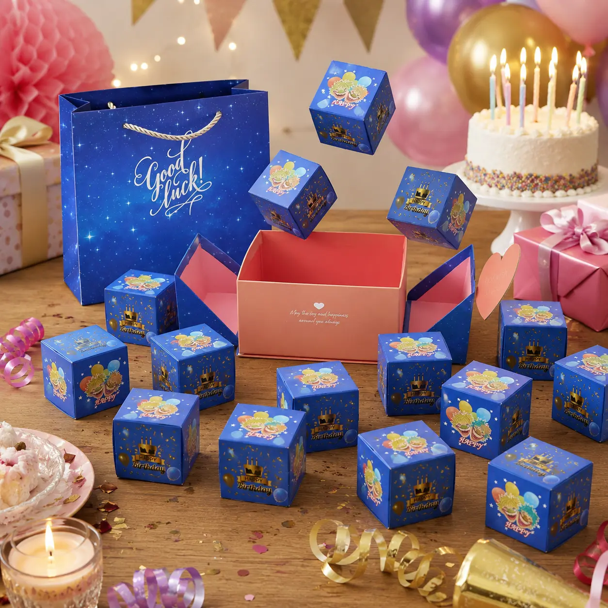 Explosion Pop-Up Surprise Gift Box, DIY Bounce Money Box, Creative Memorable Birthday Surprise Present, Unique HBD Party Favor Gift Ideas (16Pcs)