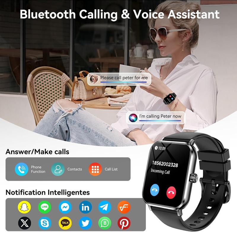 Smart Watch for Men Women Compatible with iOS Android Phone, 1.83" Full Touchscreen IP68 Waterproof Smartwatch,Fitness Tracker with Make/Recive Call 100+ Sport Modes Heart Rate/Sleep Monitor