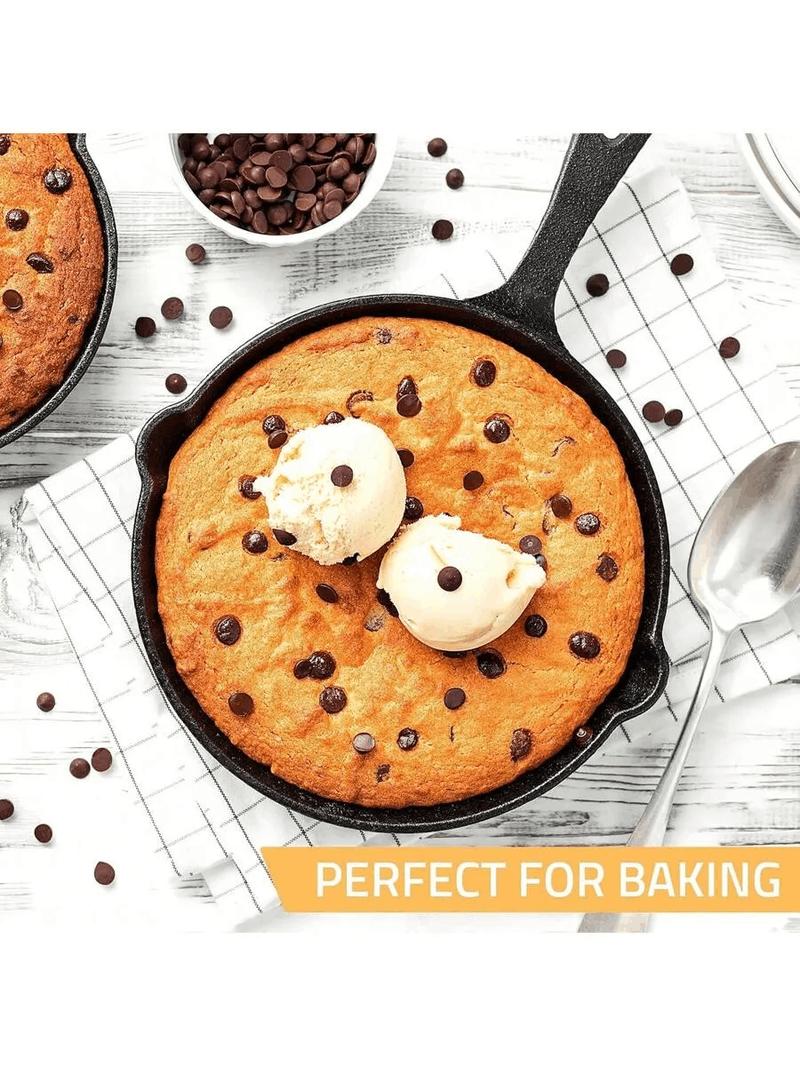 3Pcs Cast Iron Pan Pre-Seasoned Iron Skillet Set Heavy Duty Skillet Set With Pouring Lip For Grilling Searing Frying Baking(6 Inch, 8 Inch And 10 Inch) - Black