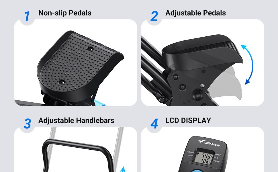 Merach Stair Stepper with Handlebar, LCD Display, 300LBS Capacity, Climber Exercise Machine for Workouts, Home Fitness Equipment for Women&Men