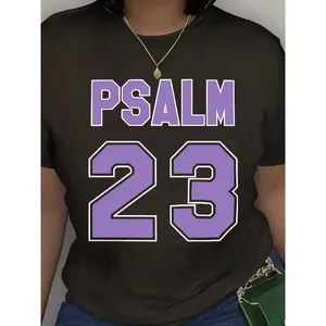 [ Cotton] Women'S Psalm 23 Jersey Premium-Shirt- Oversized Casual Short Sleeve Round Neck Tee With Bold Green Lettering, Soft Breathable Fabric Holiday Parties& Giving Golf Gift T-Shirt For Men And Women
