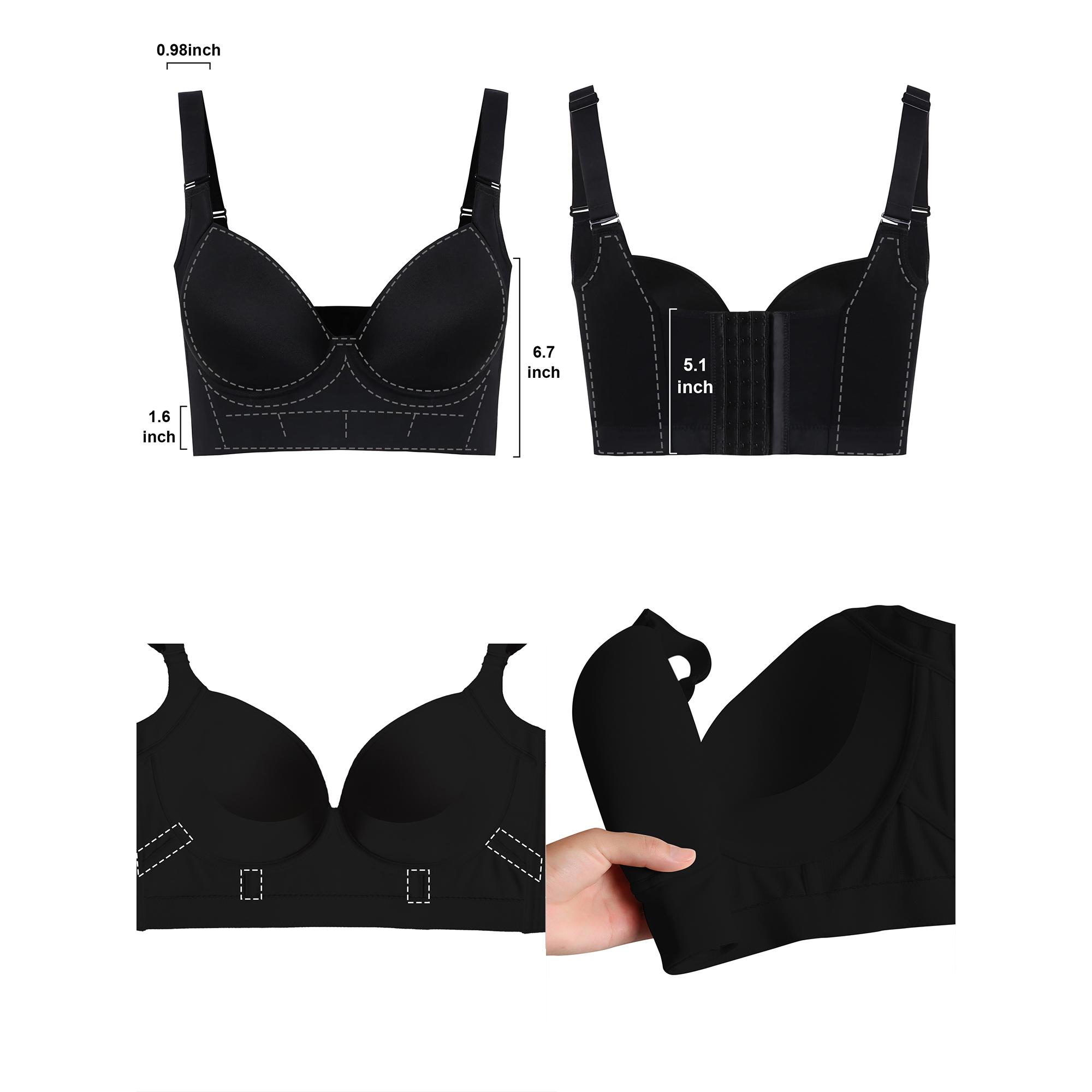 【Buy 2 Get 1 Free Gift】Cubidupi Braless Deep V Bra with Wide Straps | Wireless Seamless Design for Supportive U-Back Comfort & Sexy Shape