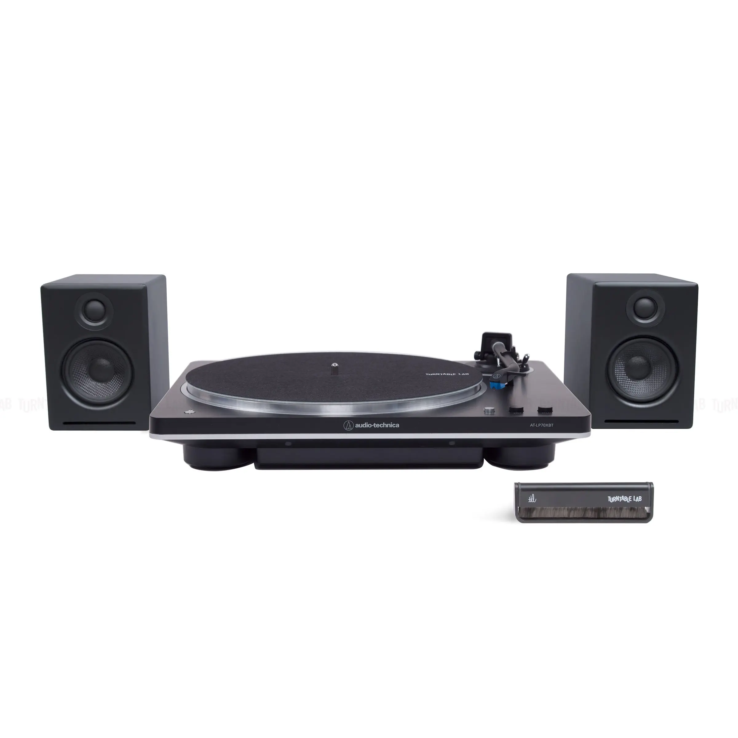Audio-Technica AT-LP70X Vinyl Turntable & Audioengine A2+ Bluetooth Stereo Speakers Bundle with USB Connectivity, Carbon Fiber Components, Free Lab Pack, Compact with Quality Sound Output (for Casual Listeners, First-Time Turntable Owners), Free Record Br