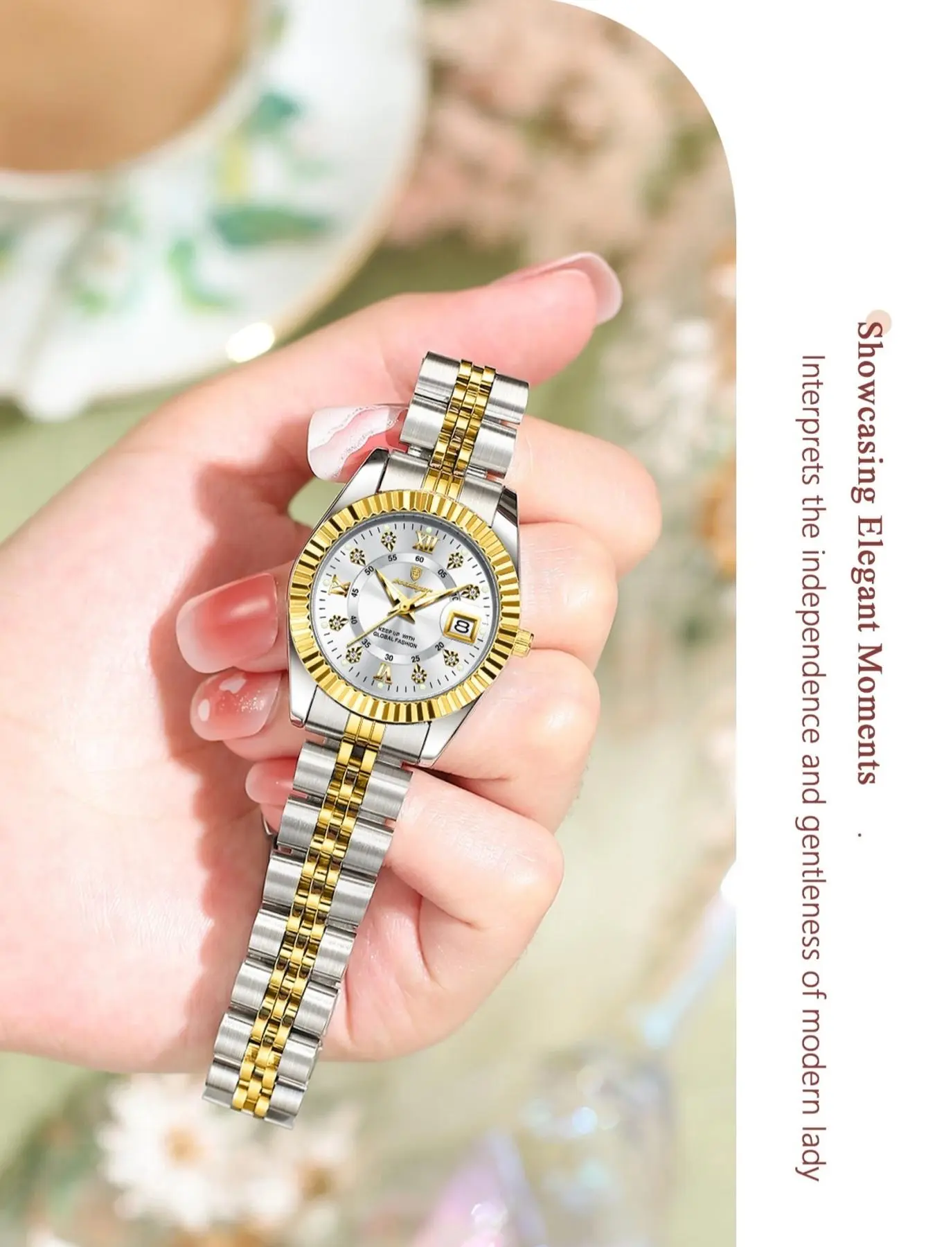 Women's Round Quartz Watch, Water-Resistant Elegant Fashion Wristwatch for Party & Everyday Wear, Gift Box Included