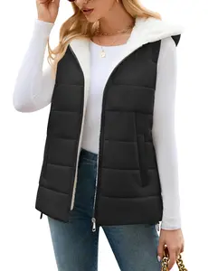 UMIPUBO Winter Womens Sherpa Fleece Vest Warm Sleeveless Jacket 2025 Reversible Outwear with Casual Black Basic Outerwear