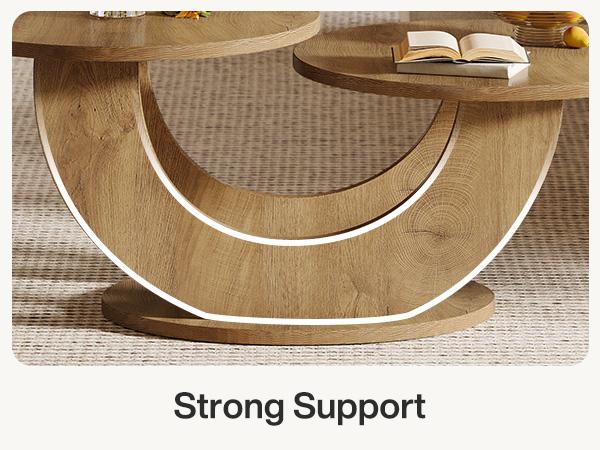 LITTLE TREE Round Living Room Coffee Table, 2-Tier Farmhouse Coffee Table with U-Shaped Frame, Low Accent Center Cocktail Table for Home, Apartment LITTLE TREE Round Living Room Coffee Table, 2-Tier Farmhouse Coffee Table with U-Shaped Frame, Low Accent Center Cocktail Table for Home, Apartment