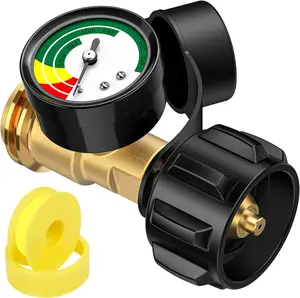 Propane Tank Gauge, Gas Grill Gauge for 5-40lbs Propane Tank, 3 Temperatures Scale, Colored & Reliable, Propane Tank Gauge Level Indicator, Propane Gas Gauge, for Grill, Heater, Fryer, Camper 1 Pack