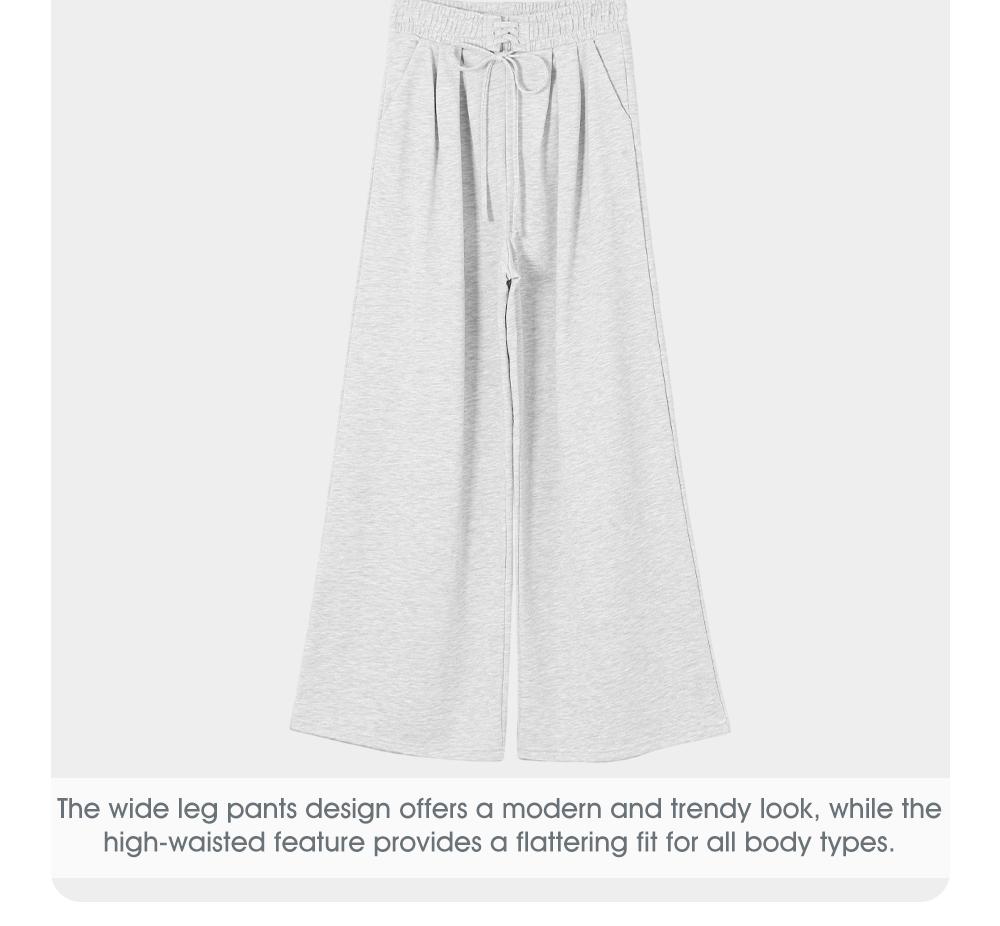 Aleumdr Wide Leg Sweatpants for Women 2026 Trendy Fashion High Waist Drawstring Loose Long Pants with Pockets Elastic Casual Womenswear Sport Athleisure Activewear Bottoms