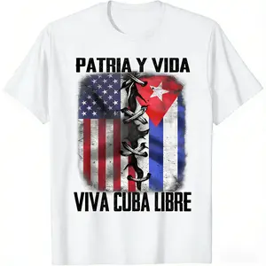 Vintage Cuban Cotton TShirt Featuring Patria Y Vida Viva Cuba Libre Slogan