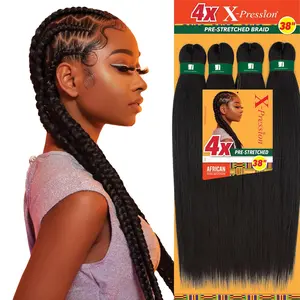 Sensationnel X-pression prestretched braiding hair - 4x braid 38 inch all kanekalon flame retardant synthetic braid for box braids and twists