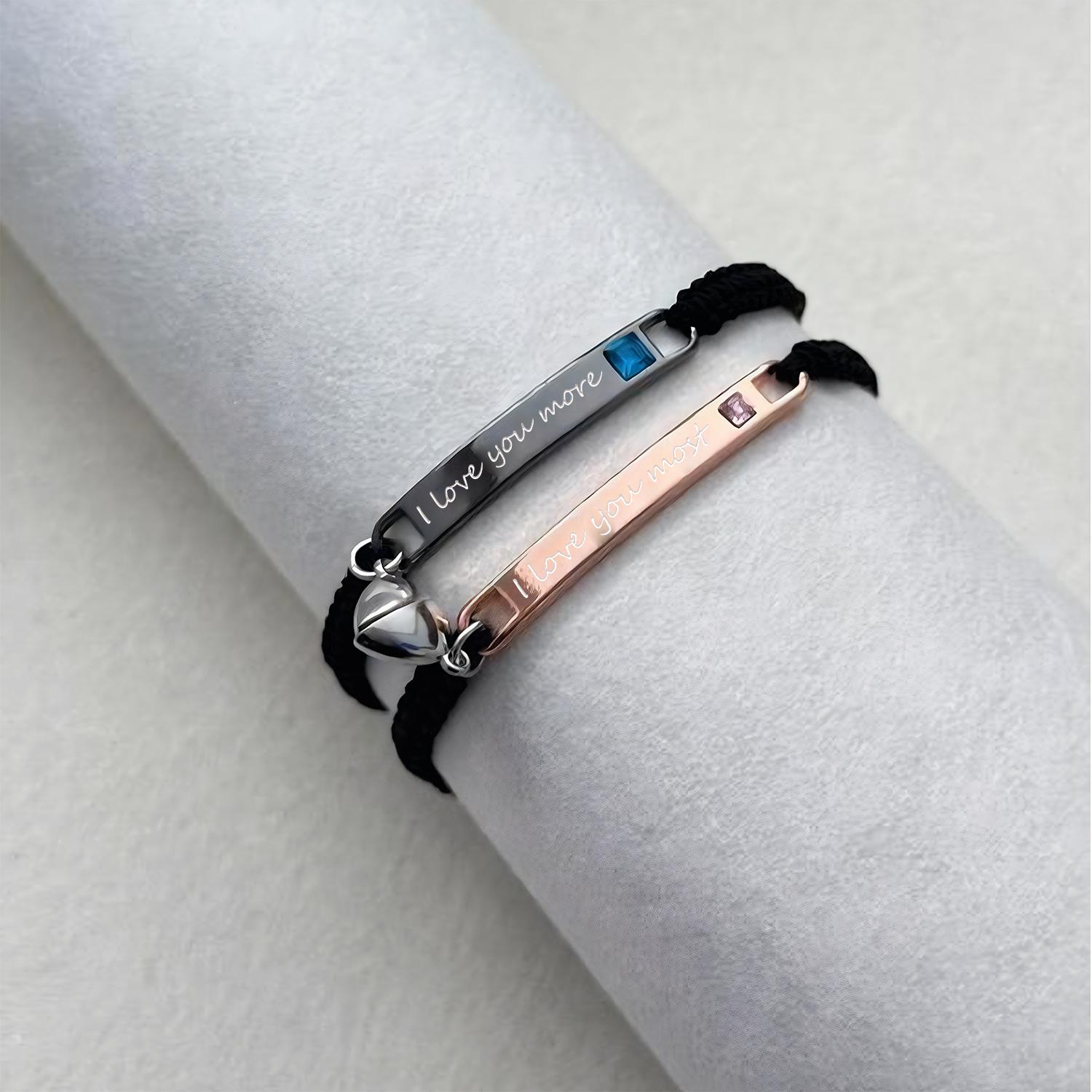 Adjustable Couple Bracelet Set, Heart Charm Matching Bracelets for Women Men, Fashion Daily All-Match Jewelry, Exquisite Love Gift for Birthday Anniversary