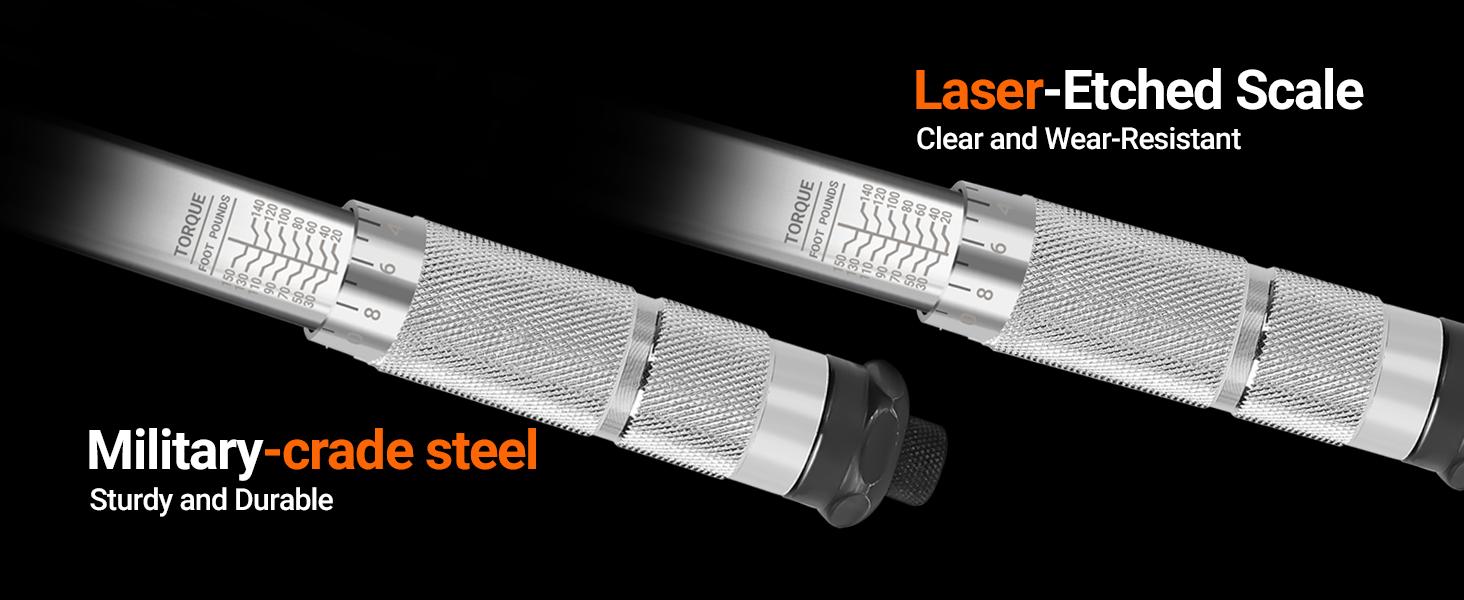 ROMON Torque Wrench 1/2 Inch, 5 Pcs Drive Click Torque Wrench Set, Dual-direction Torque Wrenches 27.1-203.5N.m/20-150ft.lb, 72-tooth, ±4% High Precision For Motorcycle, Car