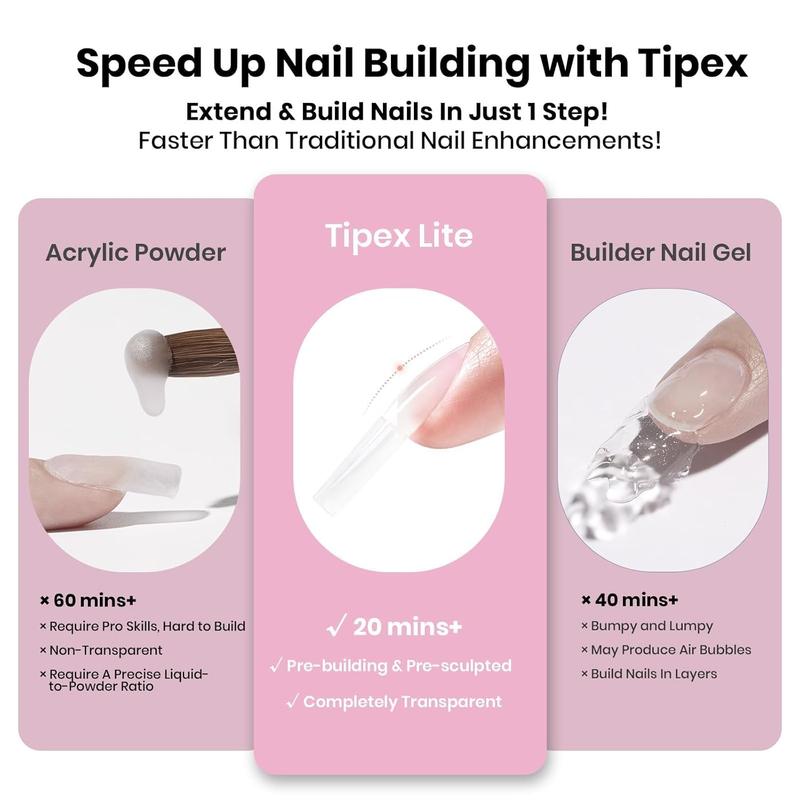 Beetles Tipex 2.0 Tipex Lite Apex Nail Extension Tips  Almond/Coffin/Square/Oval/Stiletto/Squaoval Shape Thick Acrylic Nail Flat Nails Manicure Gel press ons Nail Art DIY Nails Art  Fallnail Halloween Nail