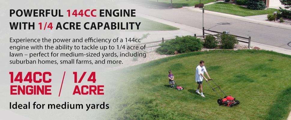 PowerSmart 21 in. Gas Lawn Mower, 144cc 2-in-1 Mulching Push Mower with 6-Positions Height Adjustment, High Rear Wheels ,Garden ,Springtok(V8721C)