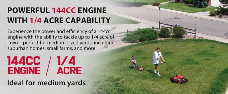 PowerSmart 21 in. Gas Lawn Mower, 144cc 2-in-1 Mulching Push Mower with 6-Positions Height Adjustment, High Rear Wheels ,Garden ,Springtok(V8721C)