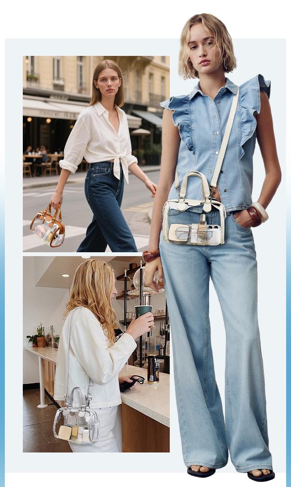 BOSTANTEN Clear Bag for Stadium Approved Top Handle Crossbody Purses Barrel Handbag for Events, Concerts, Travel, Daily Use