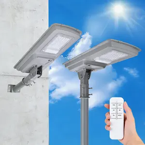 solar street lamp All-in-One High-Brightness Solar Street Light, 18W 2000LM Dusk to Dawn Outdoor LED Flood Light with Remote Control, IP65 Waterproof, 120° Wide Beam Angle for Courtyard, Parking Lot, Rural Road