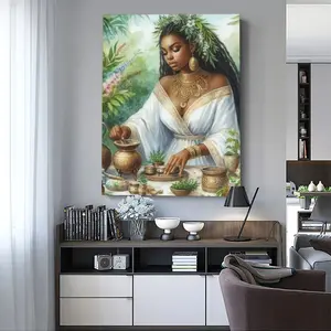 African Women  Canvas Wall Art - Wooden Framed Wall Decor for Bathroom, Living Room, Bedroom, Kitchen - Easy to Hang, Perfect Home & Office Decor Gift, 2D Flat