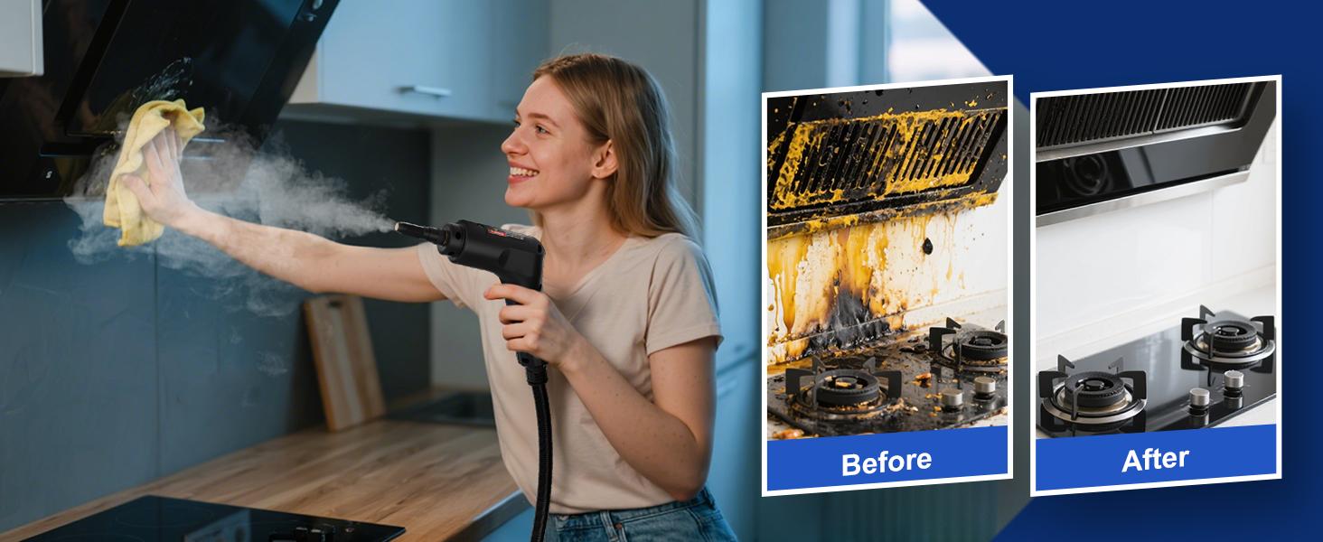 Powerful 2500W Handheld Steam Cleaner, 3-Level Handle Control, 20 Attachments