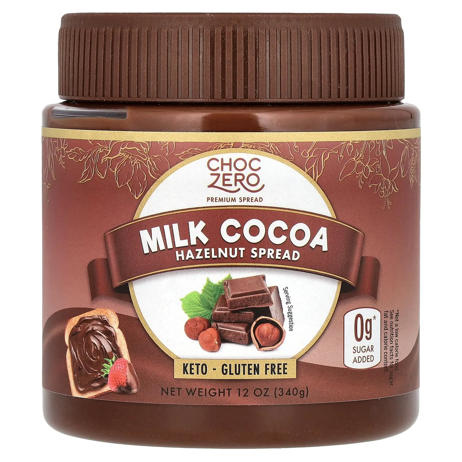 ChocZero Milk Cocoa Hazelnut Spread, 12 oz (340 g)