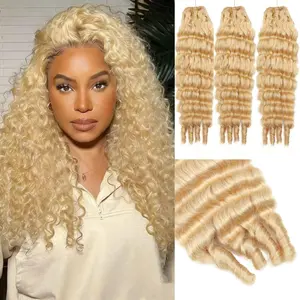 613 Blonde Burmese Curly Bundles Human Hair Blonde 1/3 Bundles 3C4A Deep Weave with Spiral Curly End Raw Human Hair Extensions 100% Unprocessed  glueless wig wigs for beginners  hd frontal wig  Brazilian Virgin Hair