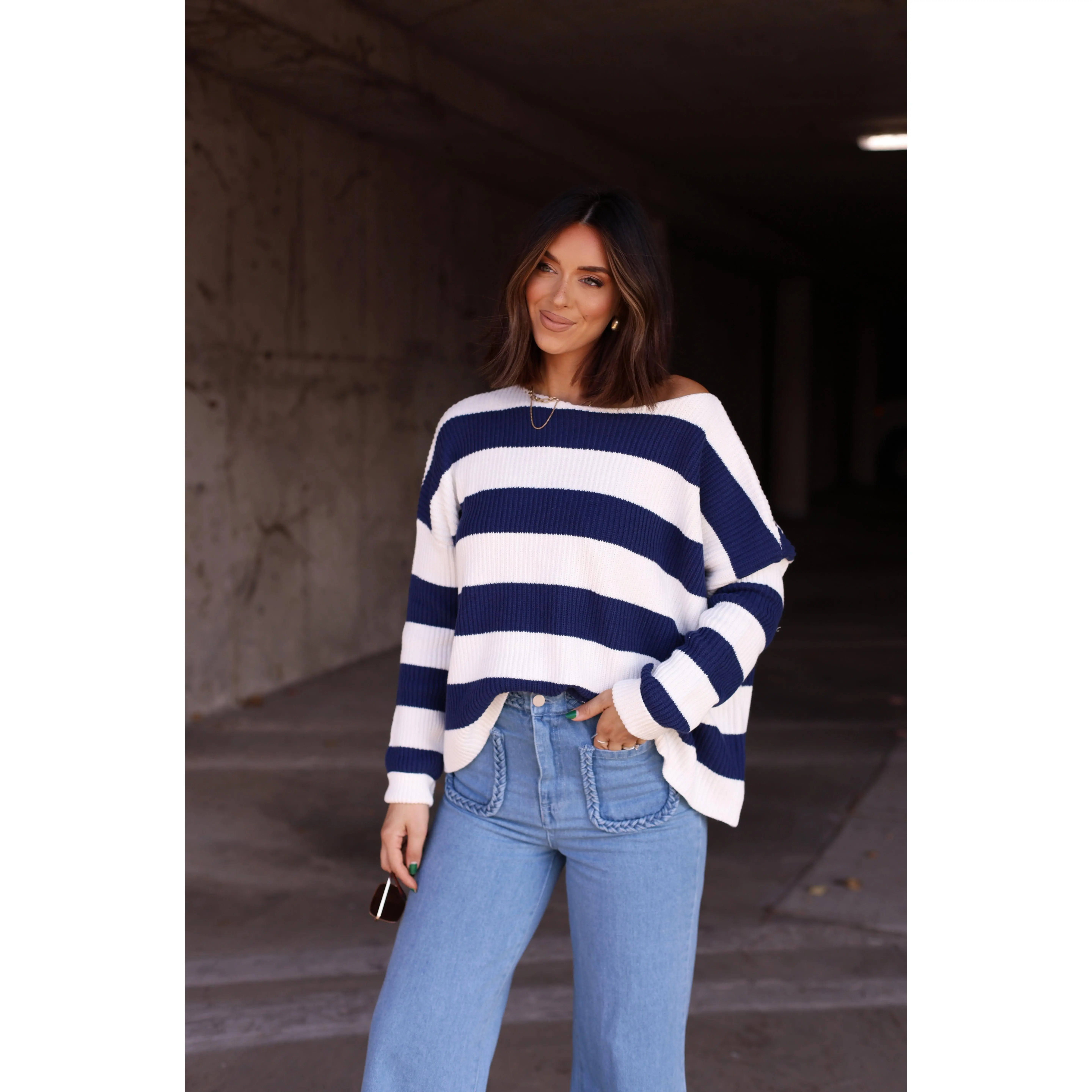 Navy Striped Sweater
